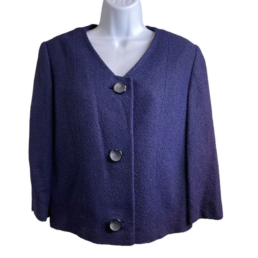 Vintage Utah Tailoring Ogden Mills Women's 60's Vibes Blue Blazer Est. Size L